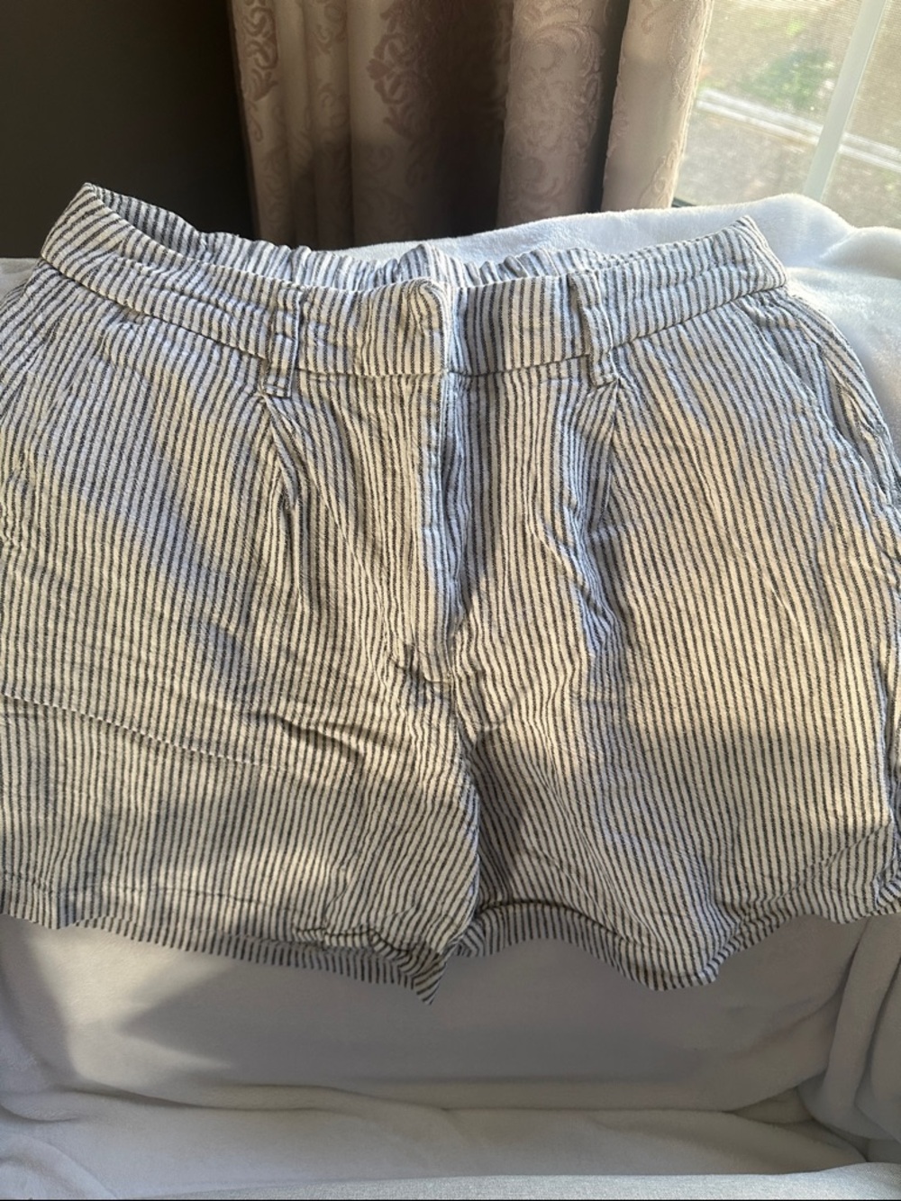 Old Navy White Shorts with Thin Black Stripes